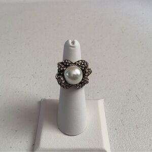Heidi Daus Elegant Pearl and Crystal Flower Ring